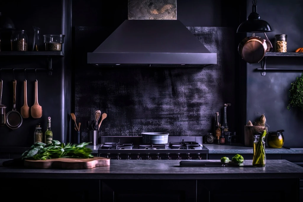 Stylish black kitchen with fresh vegetable waste on wood for Burying Kitchen Scraps in the Garden