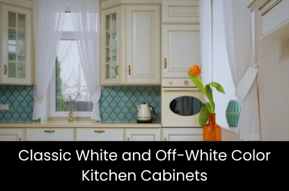 Timeless kitchen design with classic white and off-white cabinets, creating a clean and sophisticated look for any home.