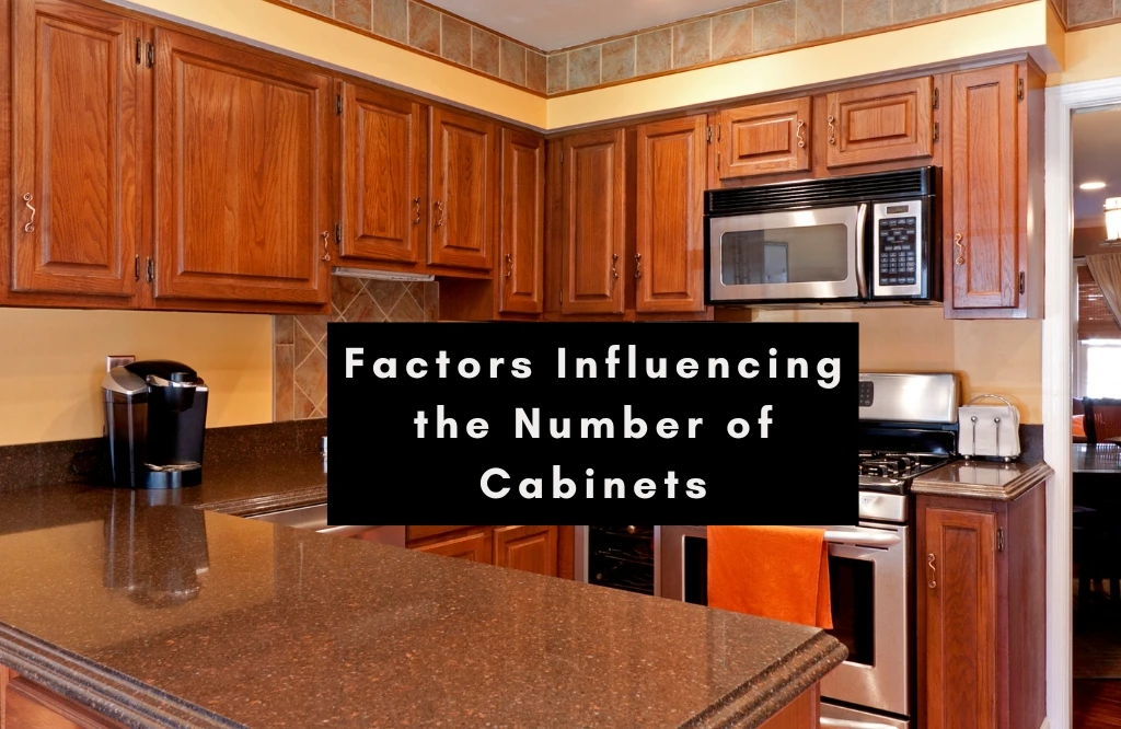 A functional kitchen with a microwave, oven, and refrigerator illustrates how cabinet quantity affects the overall kitchen layout.