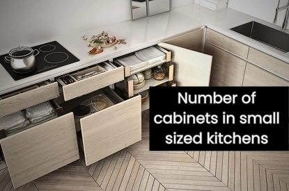 A small kitchen showcasing an array of cabinets, optimizing space for efficient storage solutions.