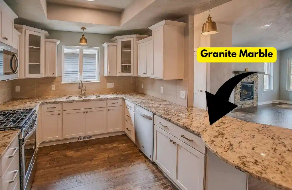 Granite marble countertop in a modern kitchen design