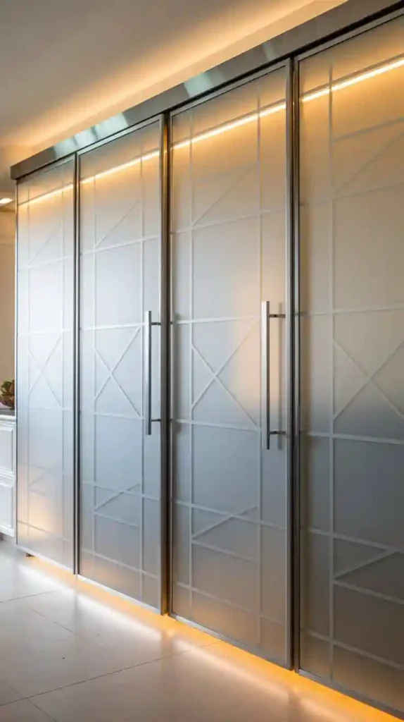 frosted glass sliding doors design pantry idea for your kitchen