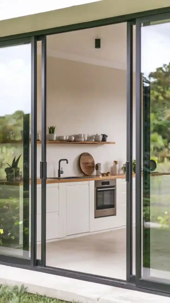 sliding glass doors with black frames Pantry Ideas to Transform Your Kitchen