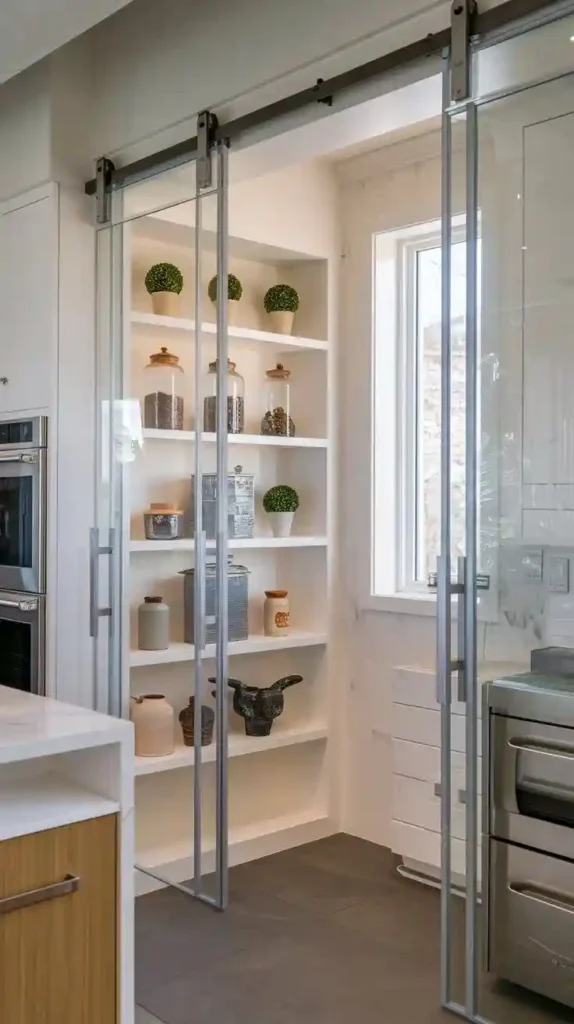 sliding glass doors with built-In shelving design