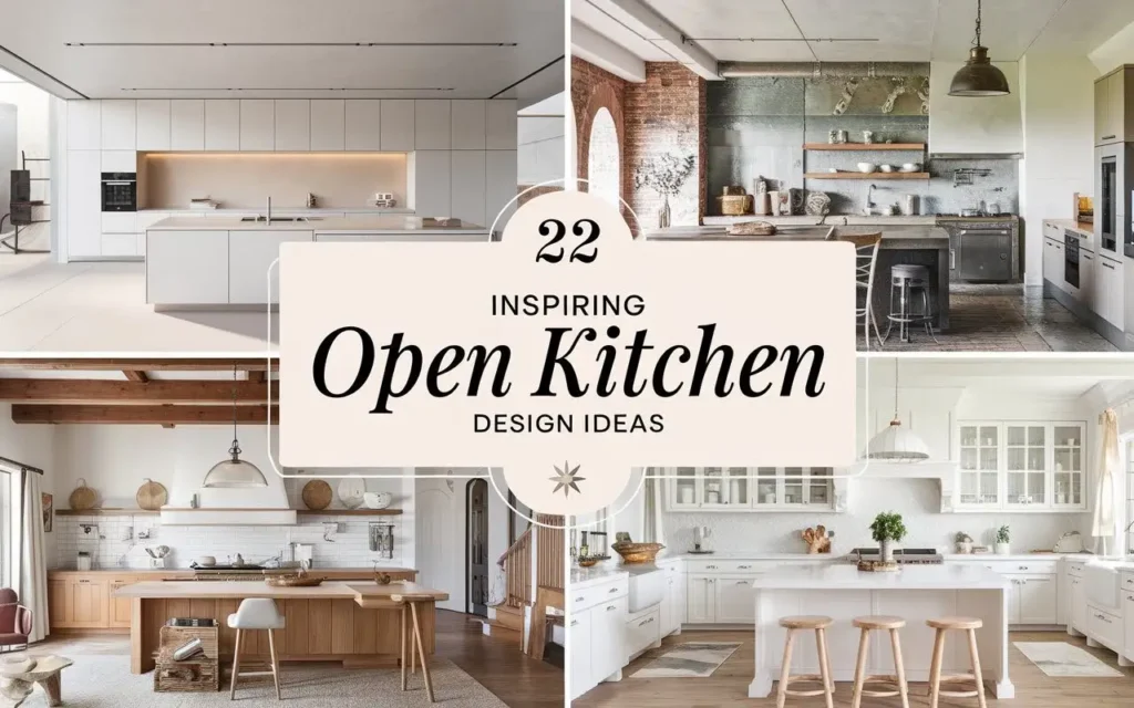 Collection of inspiring open kitchen designs featuring modern, industrial, rustic, and farmhouse styles