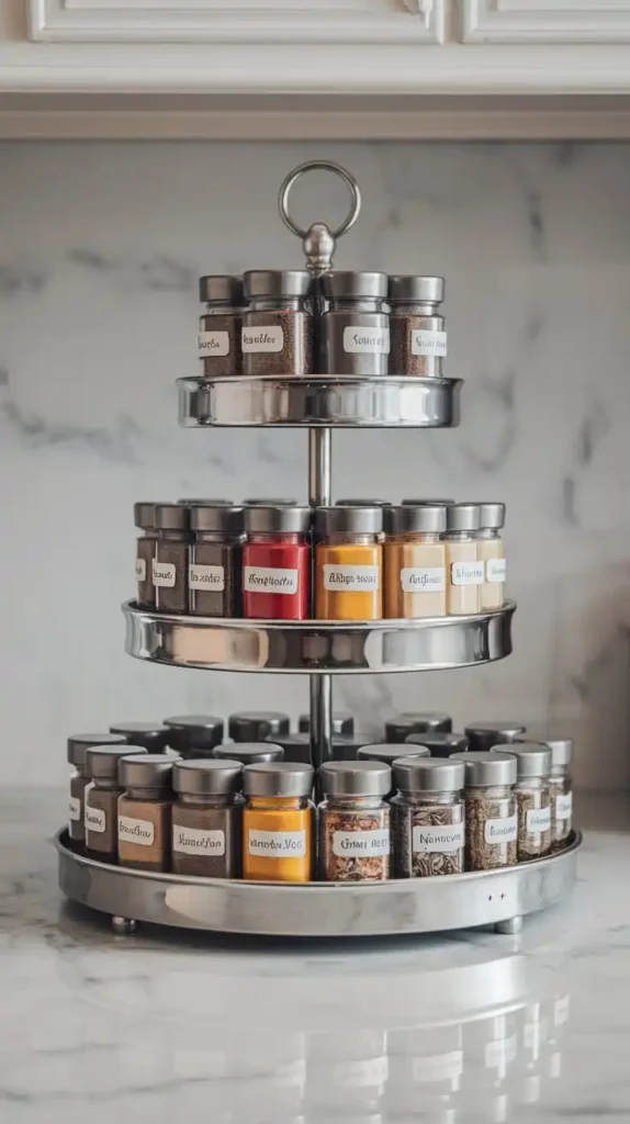 Tiered countertop spice rack for modern kitchen organization